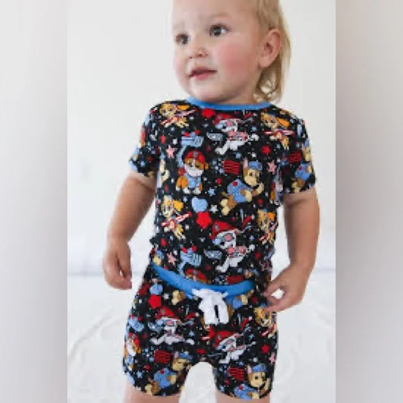 New Scottie Belle Bamboo Paw Patrol Patriotic Shorts & T-Shirt Lounge Set 12-18m - Picture 11 of 16